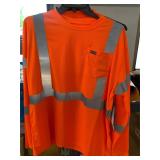 Orange high visibility long sleeve pocket T-shirt,