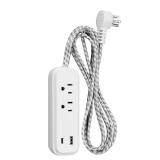 2 Outlet 6 ft. braided cord power strip with 1A1C