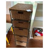 Metal & Wicker Storage Cabinet