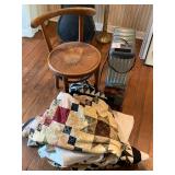 Antique Chair,Quilt & Heater