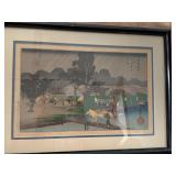 Antique Utagawa Hiroshige Evening Rain Wall Art