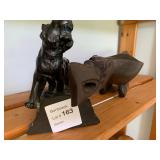 Metal Tiger Sculpture & Hard Carved Wood Animal Bo