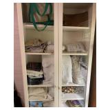 Large Glass & Wood Cabinet Full Of Sewing Supplies
