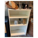 White Book Shelf With Contents - Baskets,Book Ends