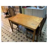 Wood Table & 2 Chairs Needs Refinishing
