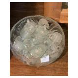Glass Punch Bowl & Glasses
