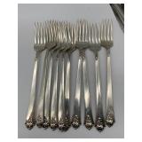 Lot of 10 Large Royal Crest Silverware Dinner Fork