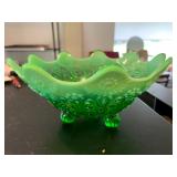 Beautiful Green Glass Bowl Not Tested