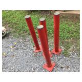 4 red table legs