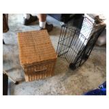 Wicker basket, and unknown cart