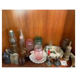 Shelf of Antiques SEE images -Brass, Pewter ,Old B