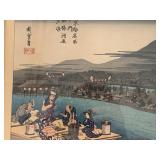 Antique Print Japanese Enjoying the Evening On Riv