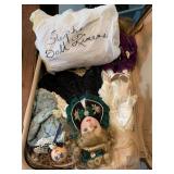 Old Suitcase Full of Dolls,Linens & Comforter