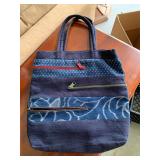 Medium sized blue handmade shoulder bag