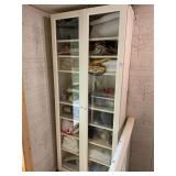 Large Wood & Glass Cabinet Full Of Sewing Fabrics