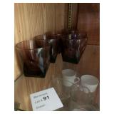 Lot of 6 Small Brown Glasses