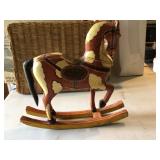 Antique table top rocking horse,hand painted
