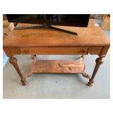 Antique 42x26 Wood Desk W/Drawer & Candles