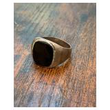 Vintage Sterling & Black Onyx Ring Size Unknown