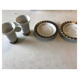 2 Sake Cups & Saucers