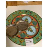 Versace Asian Plate & 2 Silver Plated Small Plates