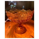 Beautiful Vintage Large Orange Carnival Glass Cand