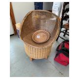 Lot of Woven Wicker Items -Basket ,Foot Rest