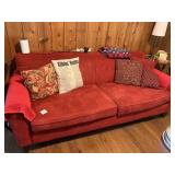 82 Inch Red Sofa W/ Pillows