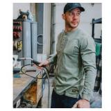 Men's 2XLarge BLACK Long Sleeve Henley | CAT  WORK