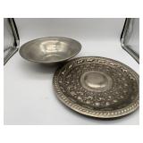 Woodbury Pewter Bowl & Possible Silver Platter ( N