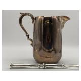 Silver Plated Water Pitcher & Other Item