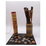 Lot of Japanese ,Other Coins & Chop Sticks