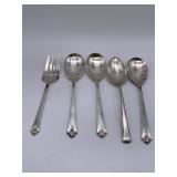 Lot of 5 Royal Crest Sterling Untensils Castle Ros
