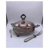 2 Sterling Untensils & Serving Platter Marked 258