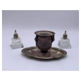 2 -Sterling Salt Pepper Shakers & 2 Silver Plated