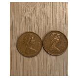 Pair 1971 Queen Elizabeth New Pence
