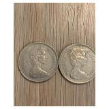 Pair 1970 & 1979 Queen Elizabeth New Pence