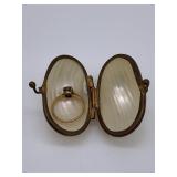 Mother of Pearl Trinket Container & 14 karat gold