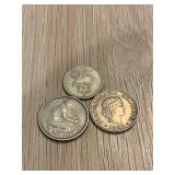 Lot of 3 -1949 ,1950 & 1952 Coins Various Countrie