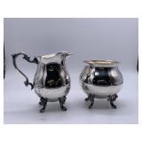 2 -Vintage Silver Plated Creamer & Sugar Bowl