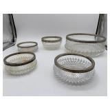 Lot of 5 Indian Glass Bowls Made in England