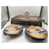 Large Antique Serving Platter w/ 6 Japanese Plates