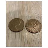 Pair 1971 Queen Elizabeth New Pence 2