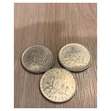 1960,1969 & 1971 French 1 Franc