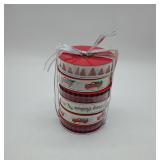 Stack of 6 decorative Christmas ribbon rolls. 4 pa