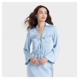 Women's Long Sleeve Satin Tie Blouse - a New Day L
