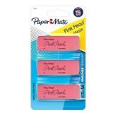 3 Pack Paper Mate Pink Pearl Erasers, Large, (Box