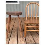 Lot of 2- wooden kids chair and stool