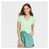 Women's Large Shrunken Short Sleeve V-Neck T-Shirt