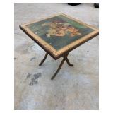 Antique Floral Folding Table 27x27 Inch